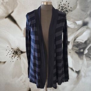 Splendid Striped Drape Front Waterfall Cardigan